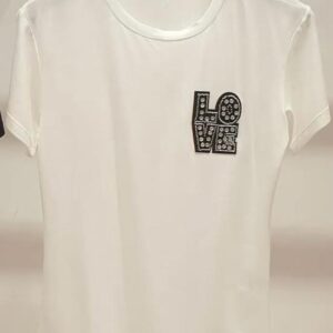 T-shirt baby look Love Strass